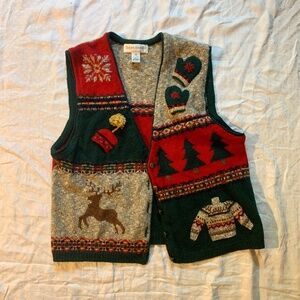 Robert Scott wool blend Christmas vest, size M